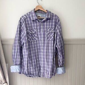 Paper Denim & Cloth Size XL Purple Plaid Long Sleeve Button Down Shirt